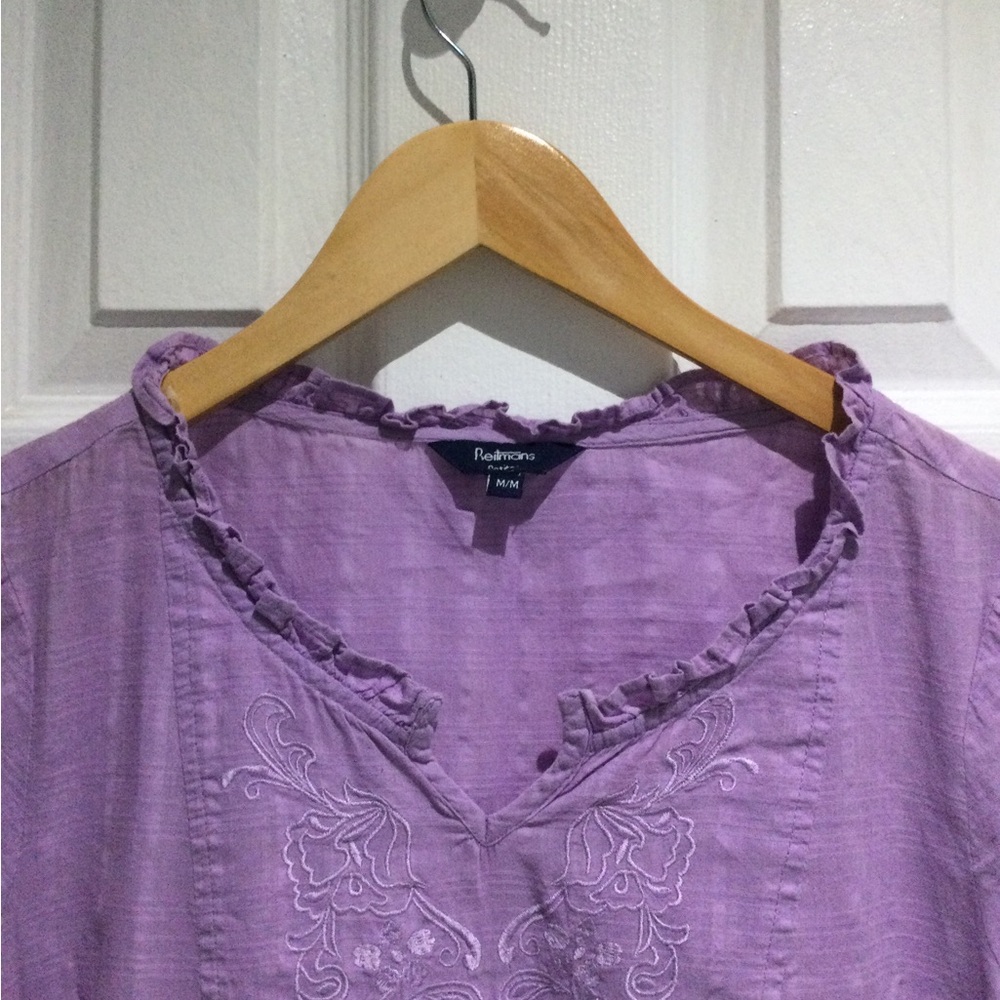Reitmans Lavender Blouse with Ruffle Trim - Picture 3 of 5